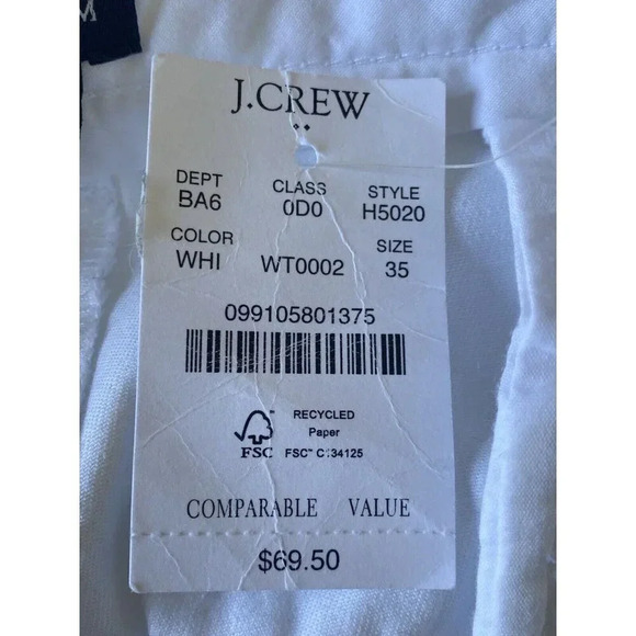 NWT - J.Crew Men's 9" Stretch Chino Short, White, 35 Waist - Picture 8 of 9